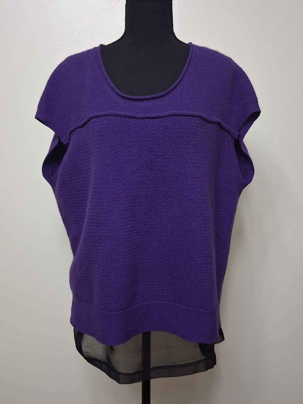 Robert Rodriguez Short Sleeves Purple Wool/Angora Top Sheer Layer Sweater Large